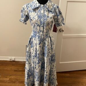 Floral Blue and White Dress